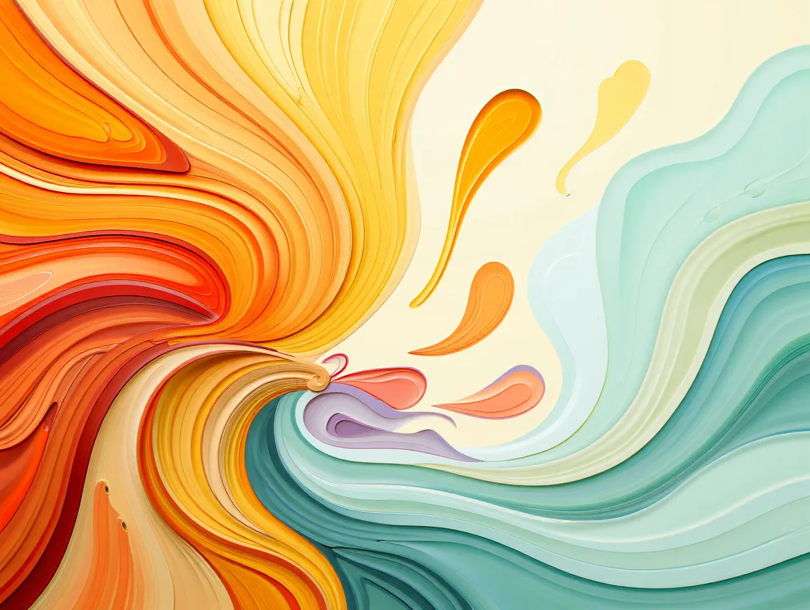 Abstrakt illustration der symboliserer balance mellem aktivitet og hvile med varme og kølige farvetoner