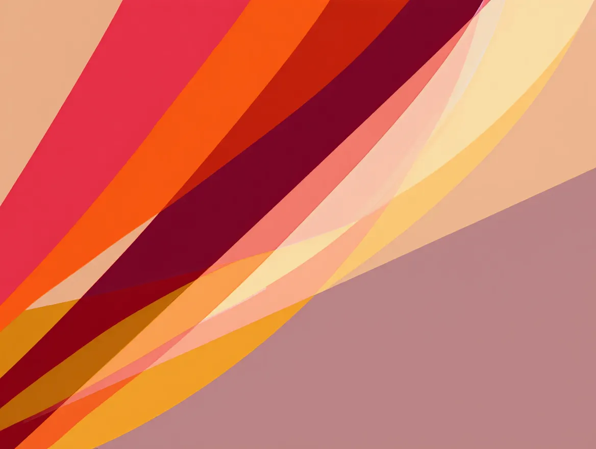 Abstrakt illustration med dynamiske former der symboliserer bevægelse og aktivitet i varme farvetoner